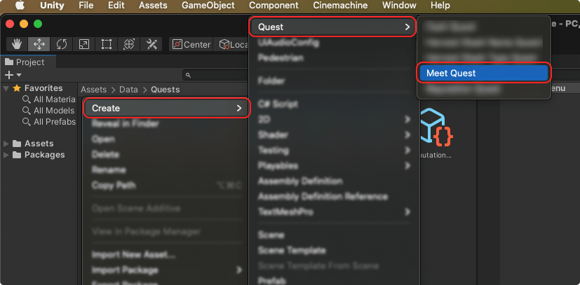 New quest creation in Unity